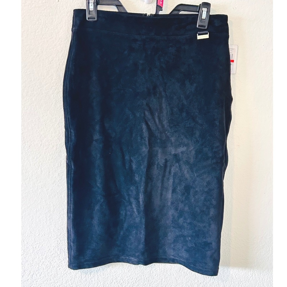 Calvin Klein Effortless Chic Black Faux Suede Pencil Skirt SZ XS New with Tags